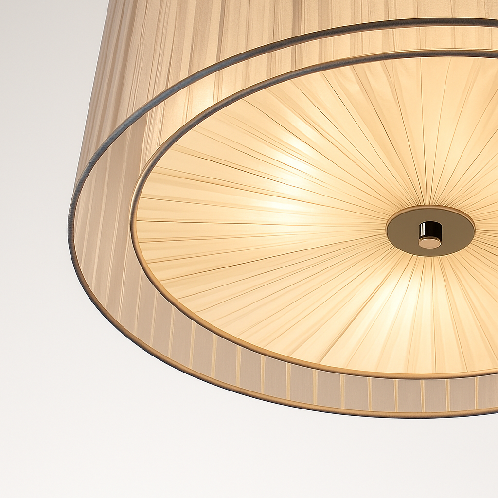 lustre moderne nordique en fer avec abat-jour en gaze - vue 4 sur 5