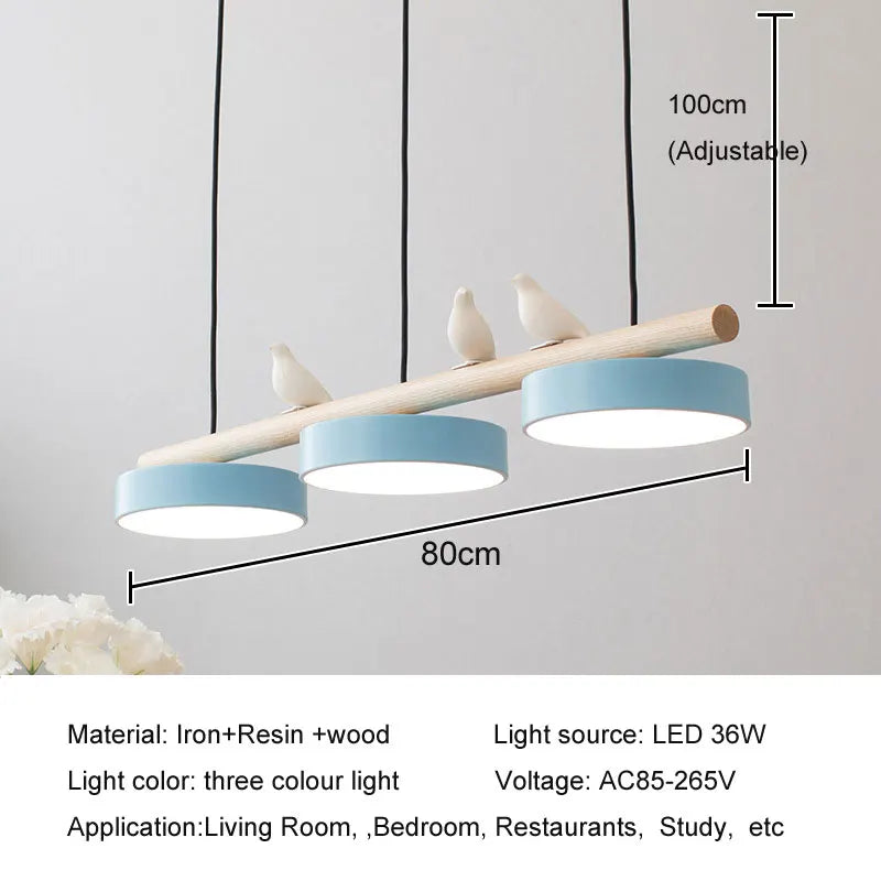 lustre moderne nordique led minimaliste décoration d'oiseau macaron en fer