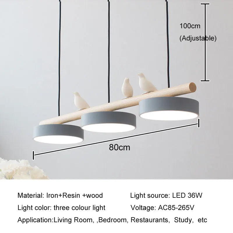 lustre moderne nordique led minimaliste décoration d'oiseau macaron en fer