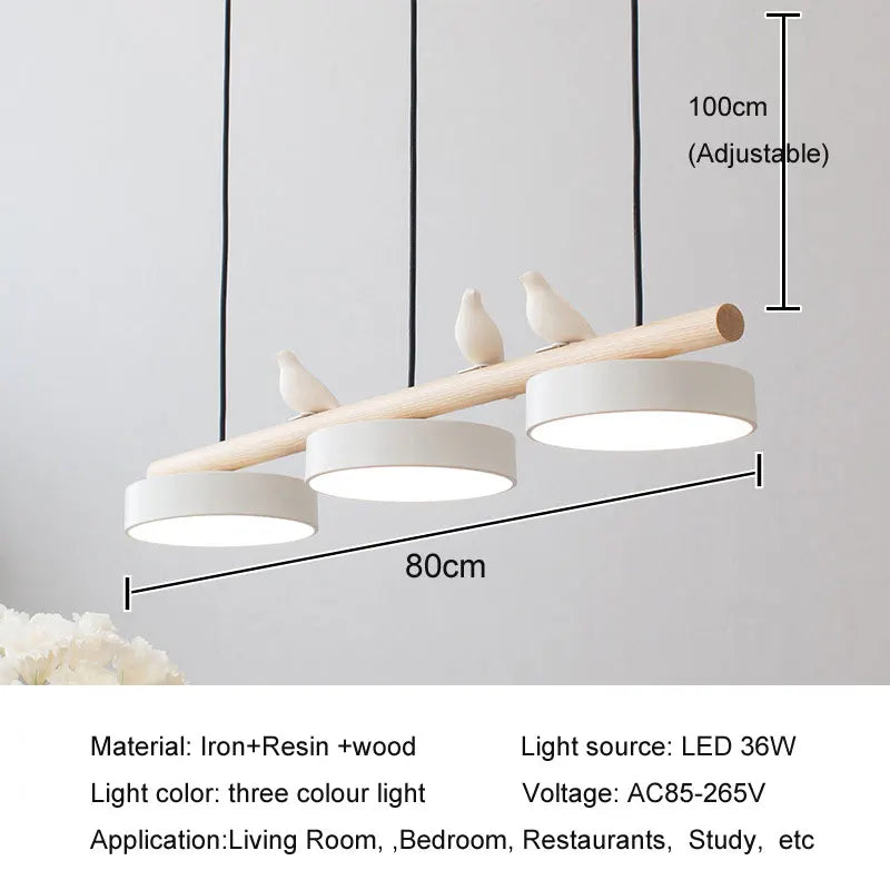 lustre moderne nordique led minimaliste décoration d'oiseau macaron en fer