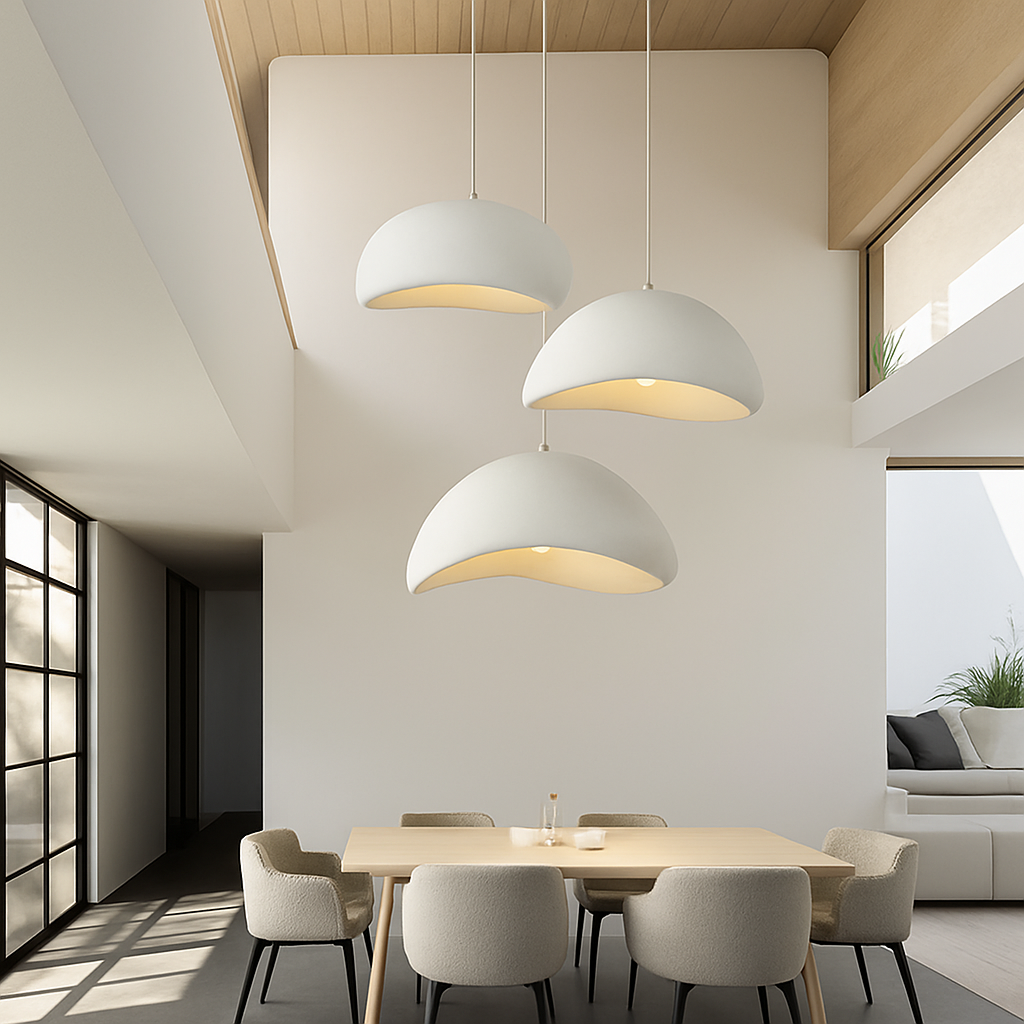 lustre moderne nordique wabi sabi led suspendu loft - vue 3 sur 10