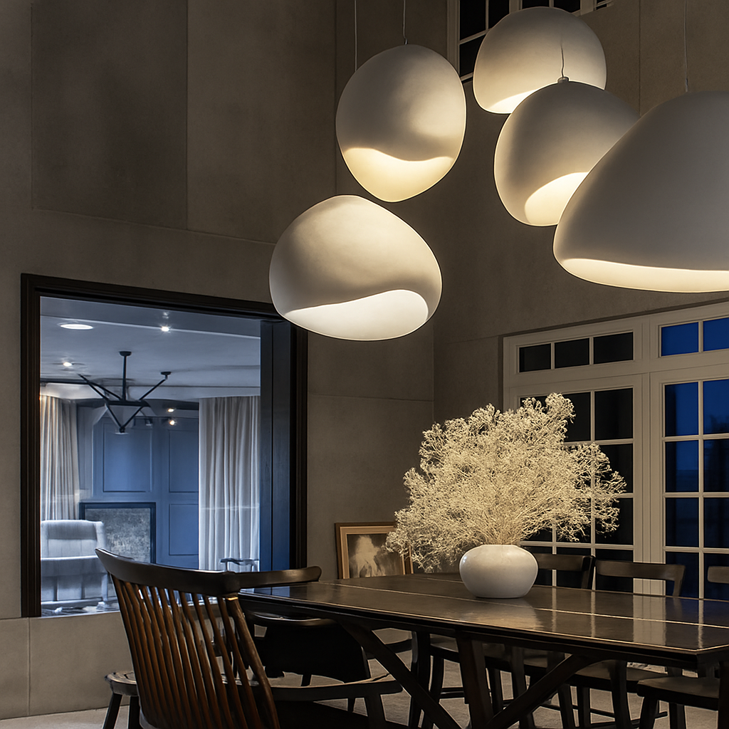 lustre moderne nordique wabi sabi led suspendu loft - vue 4 sur 10