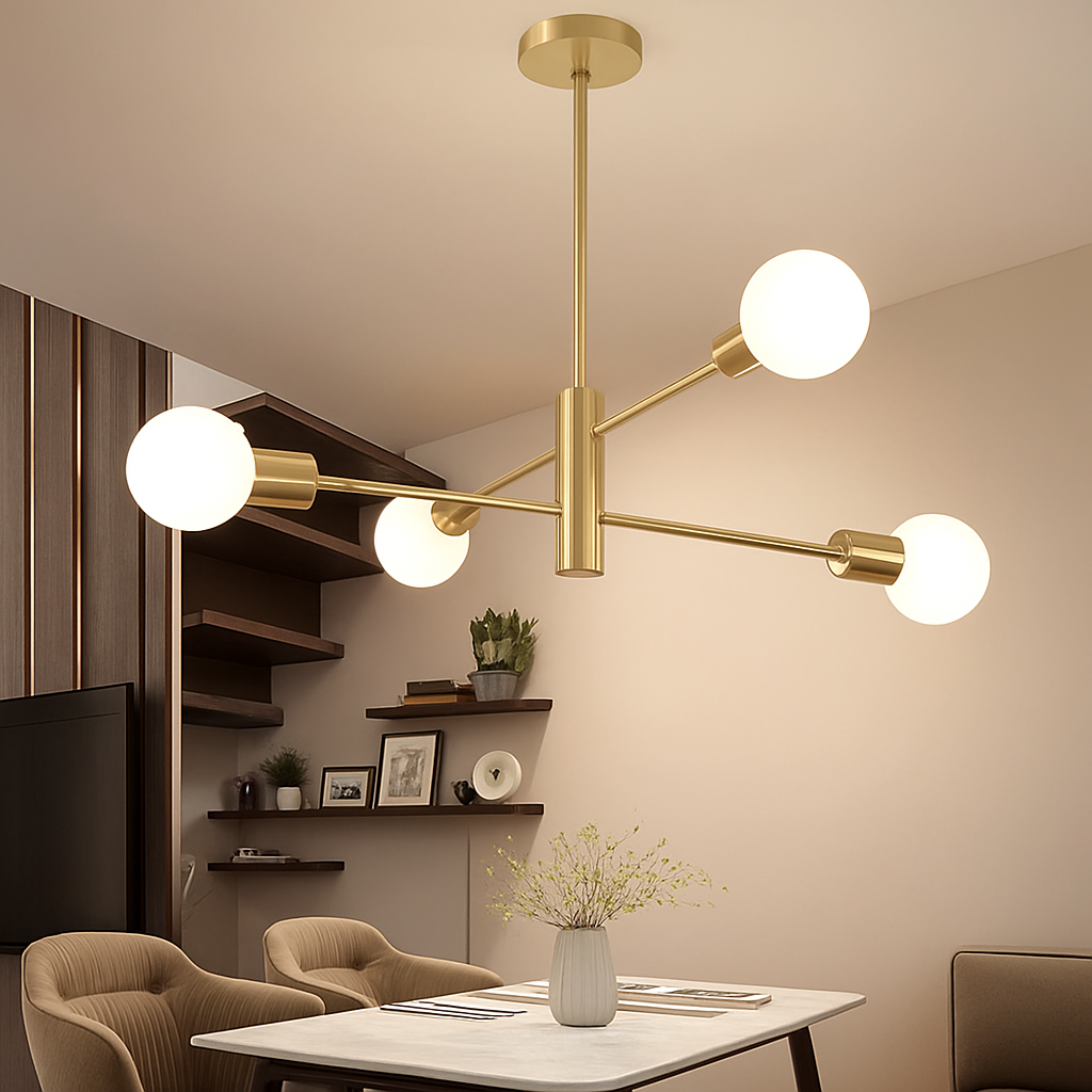 lustre moderne spoutnik satellite à 2/4/8 têtes suspendu - vue 3 sur 10