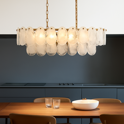 lustre nordique de luxe en métal avec cristaux led suspendu - vue 3 sur 9