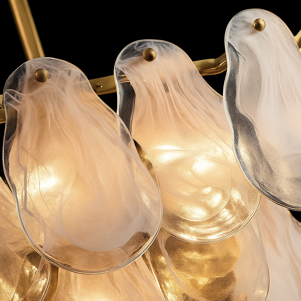 lustre nordique de luxe en métal avec cristaux led suspendu - vue 5 sur 9
