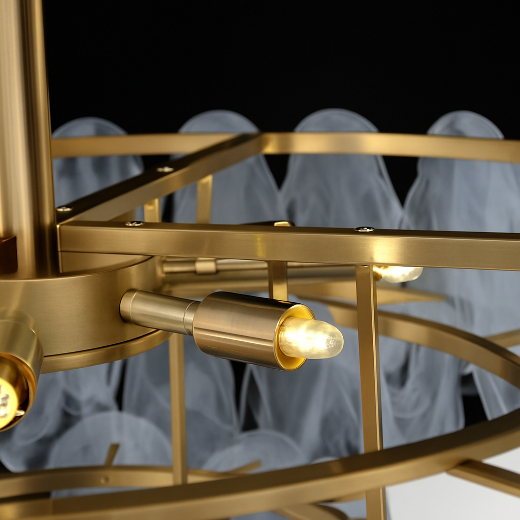 lustre nordique de luxe en métal avec cristaux led suspendu - vue 6 sur 9
