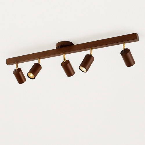 lustre nordique en bois de noyer avec projecteurs pour photos