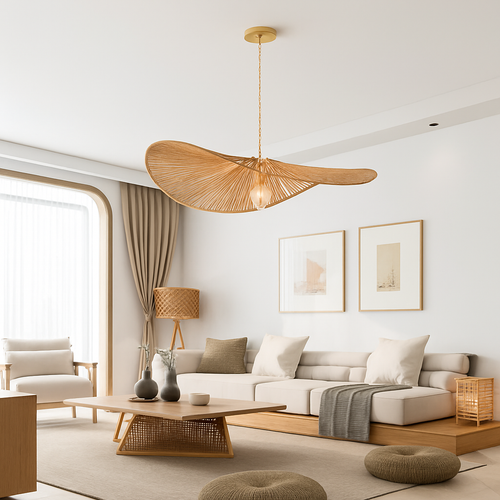 lustre nordique en paille pour décoration moderne intérieure - vue 2 sur 9