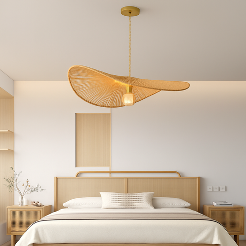 lustre nordique en paille pour décoration moderne intérieure - vue 4 sur 9