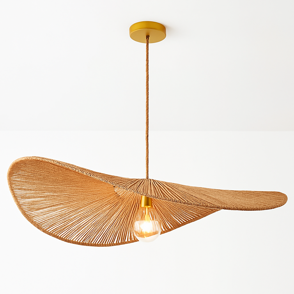 lustre nordique en paille pour décoration moderne intérieure - vue 5 sur 9