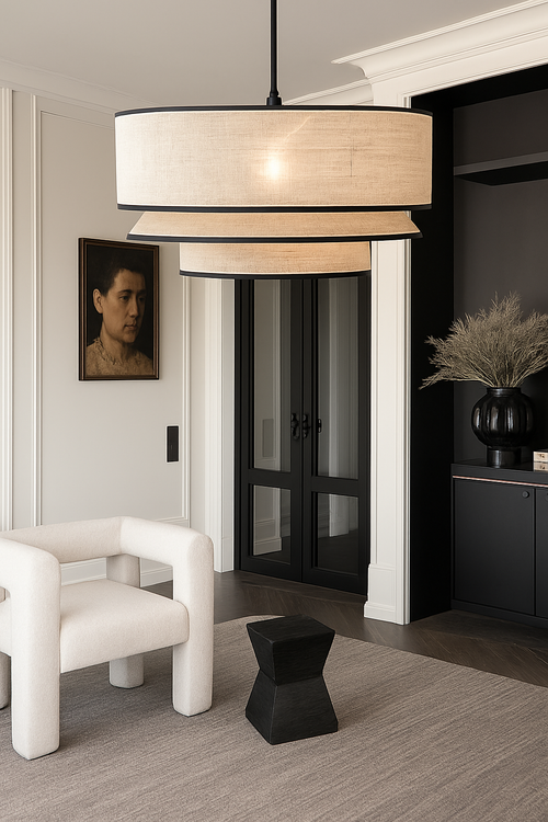 lustre nordique en tissu pour décoration intérieure moderne - vue 3 sur 9