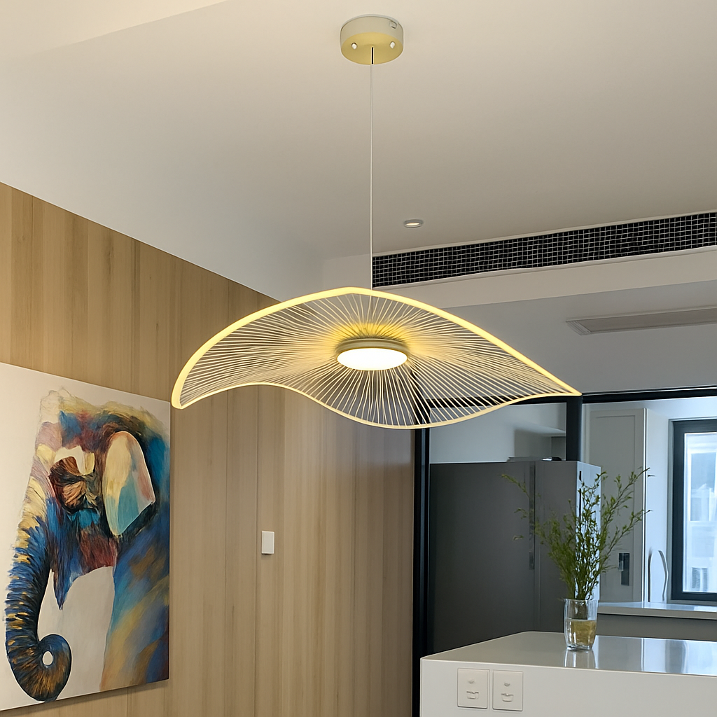 lustre nordique led acrylique design vagues postmoderne - vue 4 sur 11