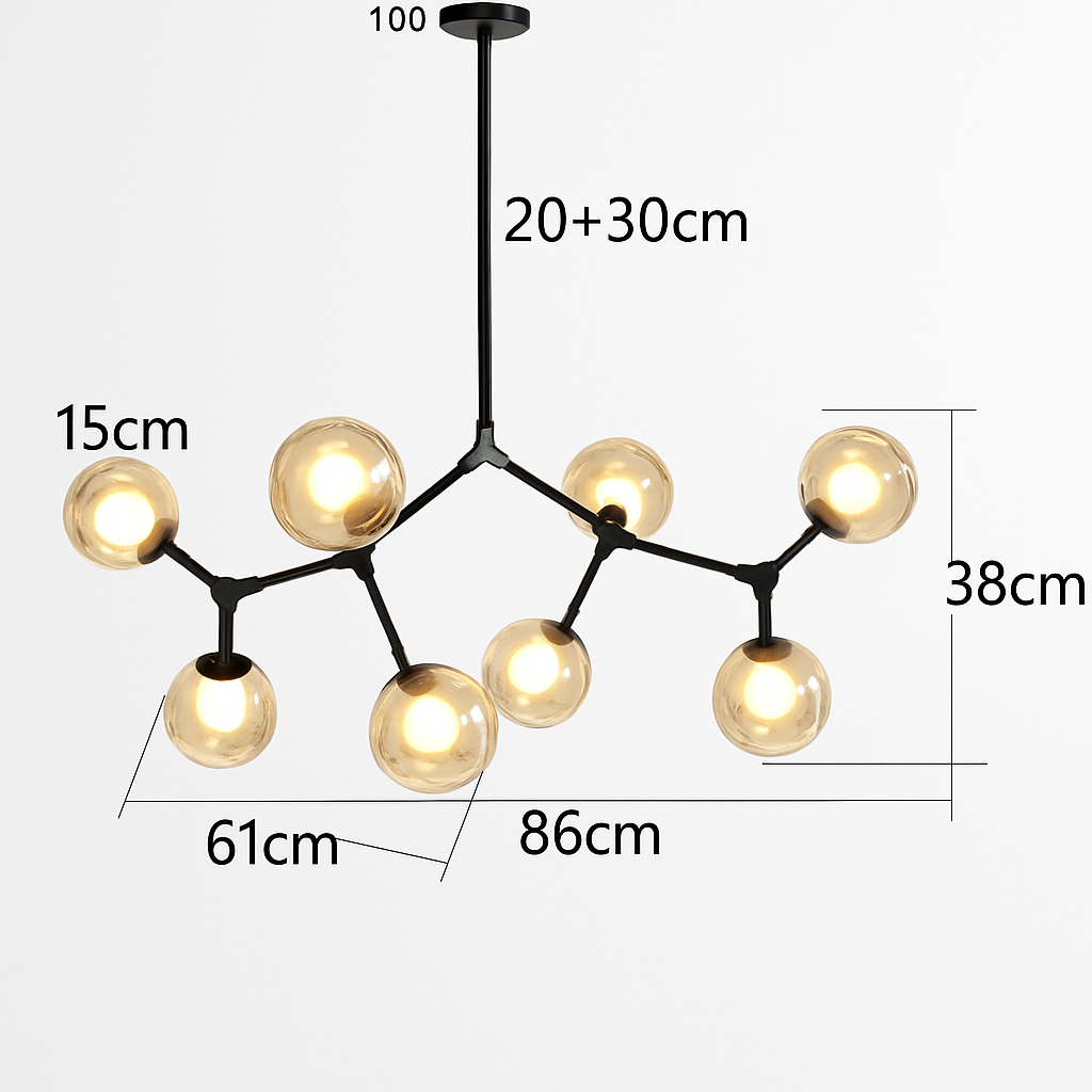 lustre nordique led créatif avec abat-jour multicolore en verre - vue 9 sur 11