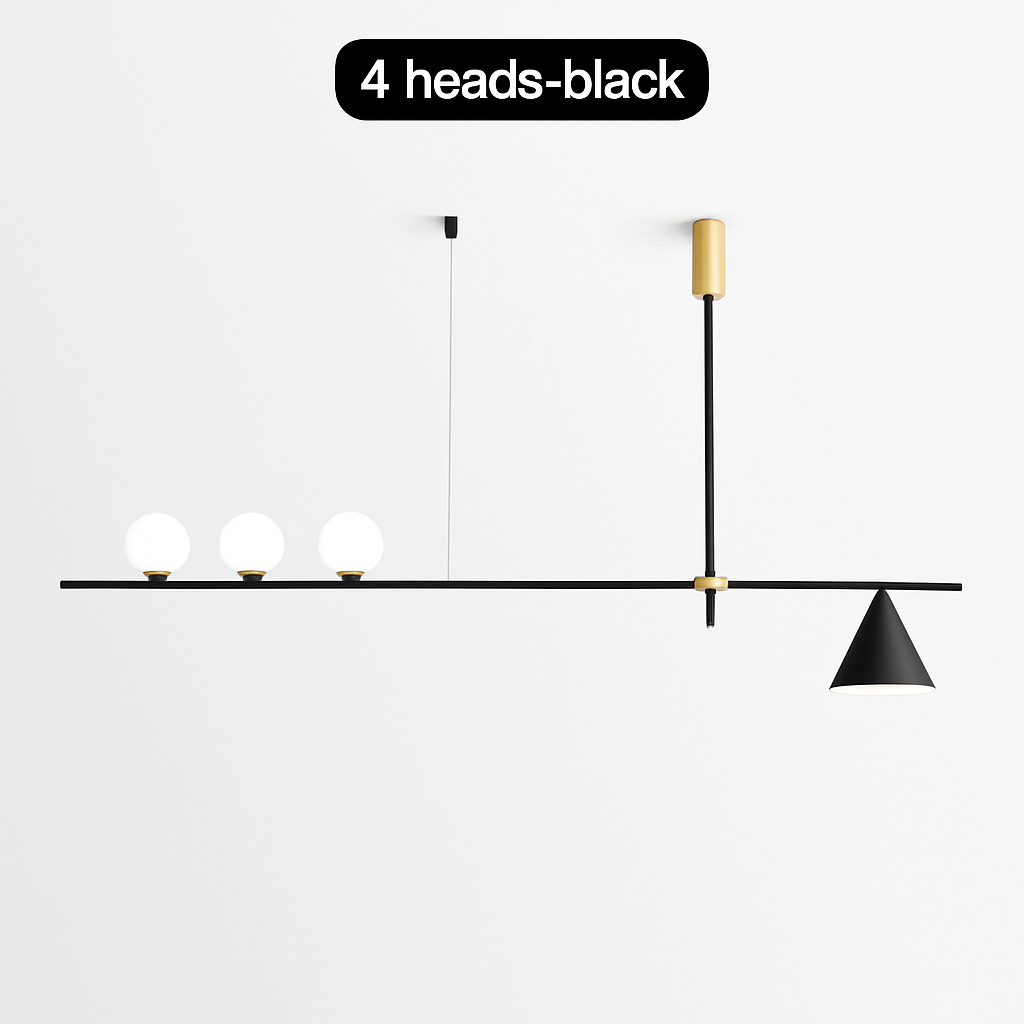 lustre nordique minimaliste à led avec boules de verre