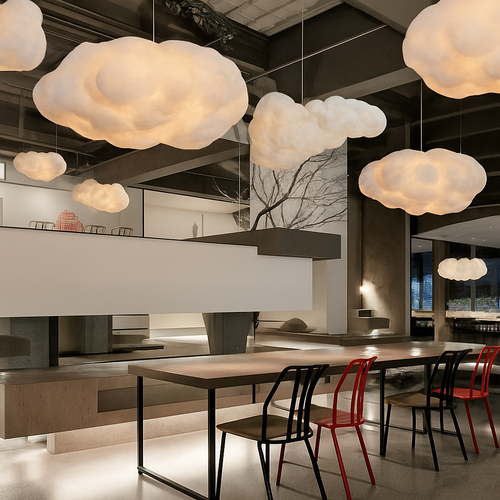 lustre nuages blancs en soie coton led pour enfants