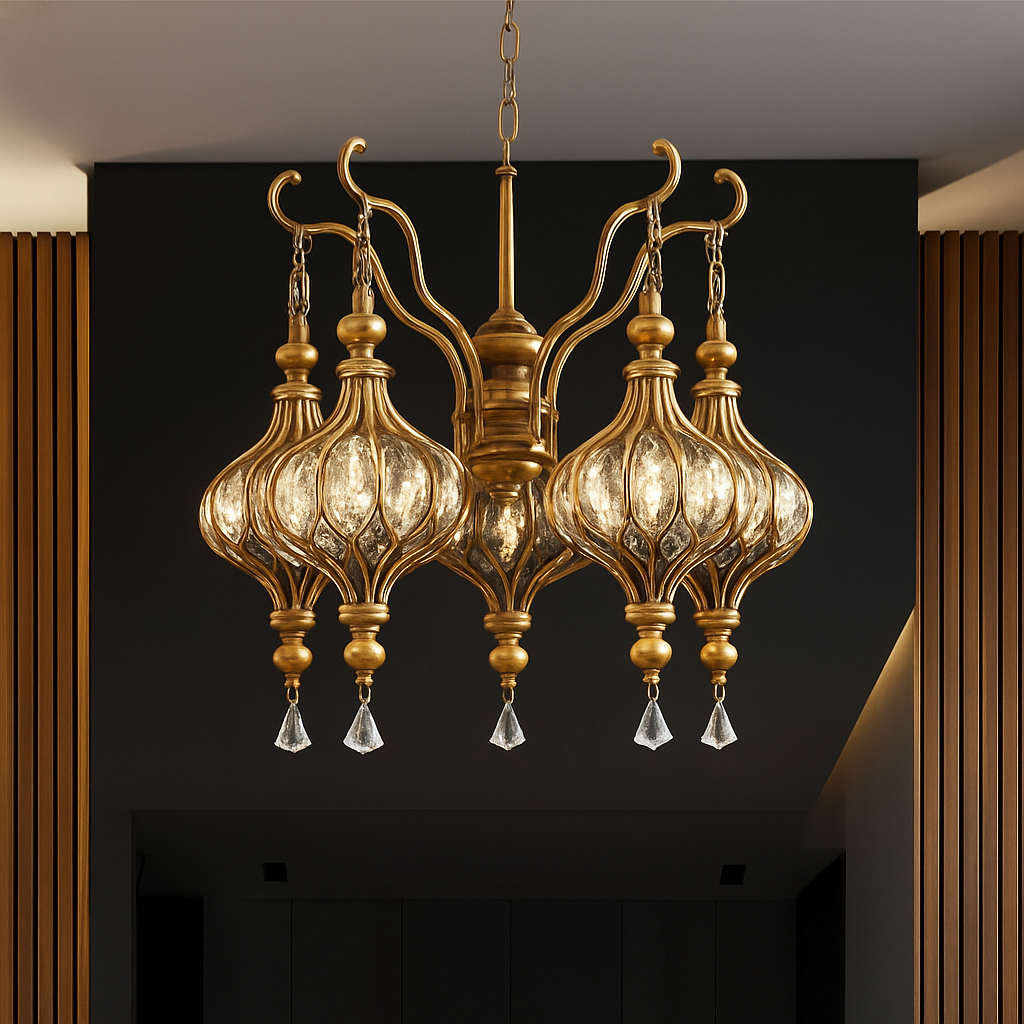 lustre rétro français en cristal style vintage pour villa - vue 7 sur 9