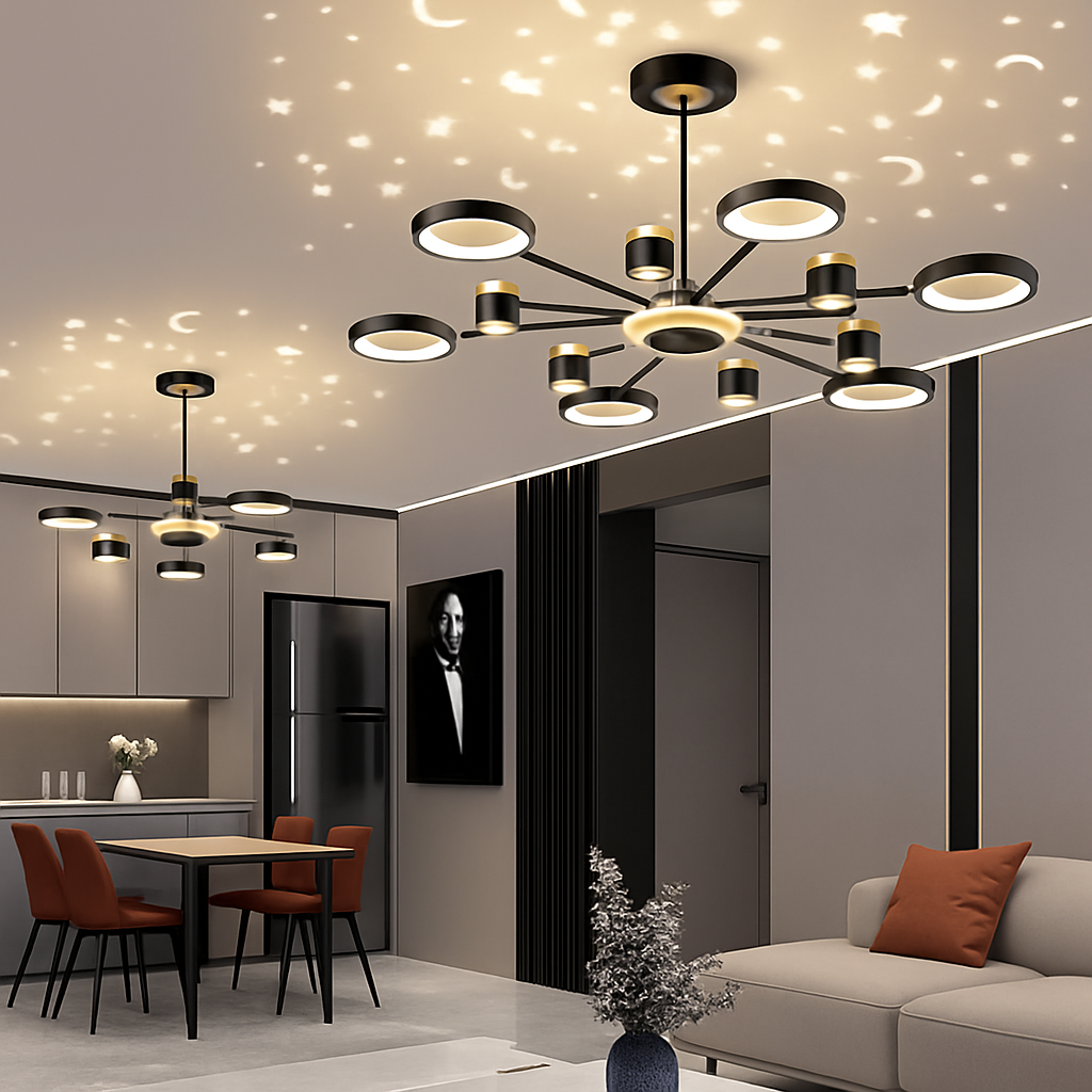 lustre romantique étoilé moderne 6 lumières créatif - vue 5 sur 16