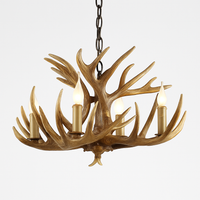 lustre rustique en bois de cerf pour décoration industrielle