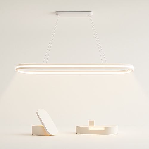 lustre Simple blanc Long moderne LED salon salle à manger chambre Hall décor appareil ménager éclairage intérieur - vue 3 sur 15