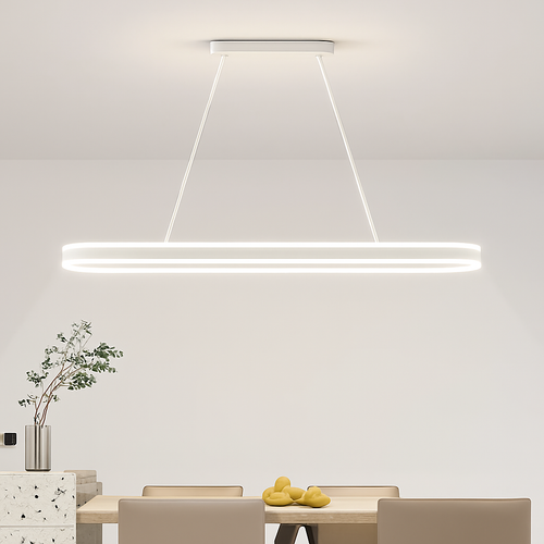 lustre Simple blanc Long moderne LED salon salle à manger chambre Hall décor appareil ménager éclairage intérieur - vue 4 sur 15