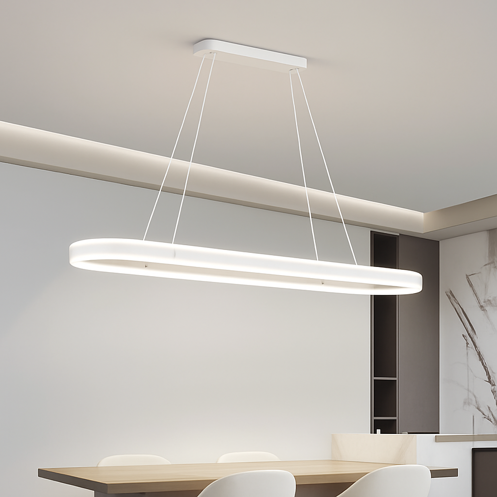 lustre Simple blanc Long moderne LED salon salle à manger chambre Hall décor appareil ménager éclairage intérieur - vue 4 sur 15