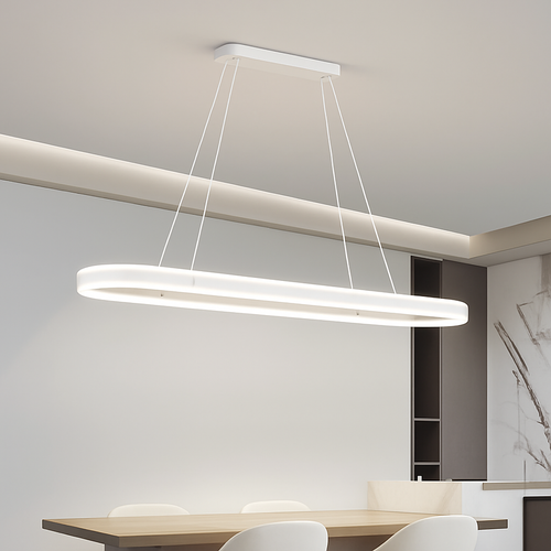 lustre Simple blanc Long moderne LED salon salle à manger chambre Hall décor appareil ménager éclairage intérieur - vue 5 sur 15