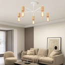 lustre sputnik industriel en bois et fer moderne