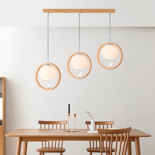 lustre suspendu en bois design oiseau pour décoration intérieure - vue 3 sur 12