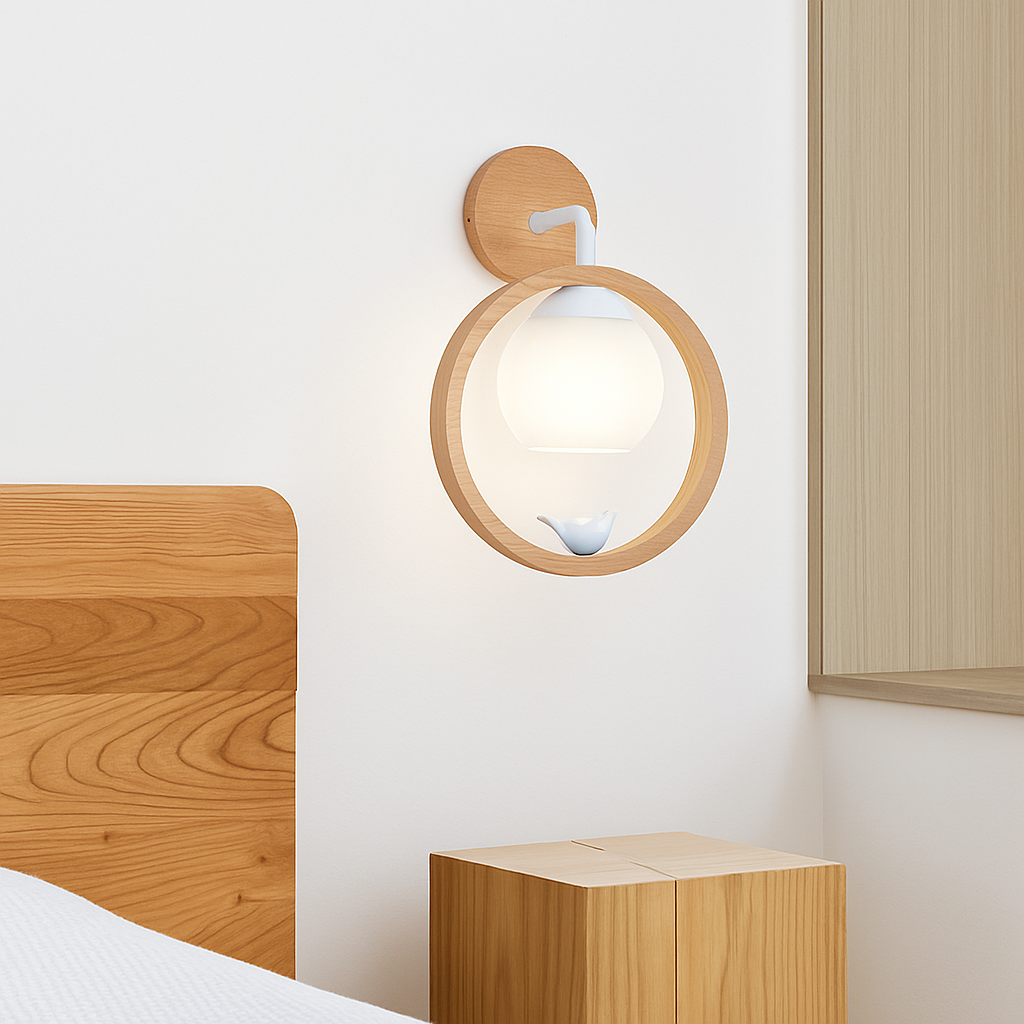 lustre suspendu en bois design oiseau pour décoration intérieure - vue 7 sur 12
