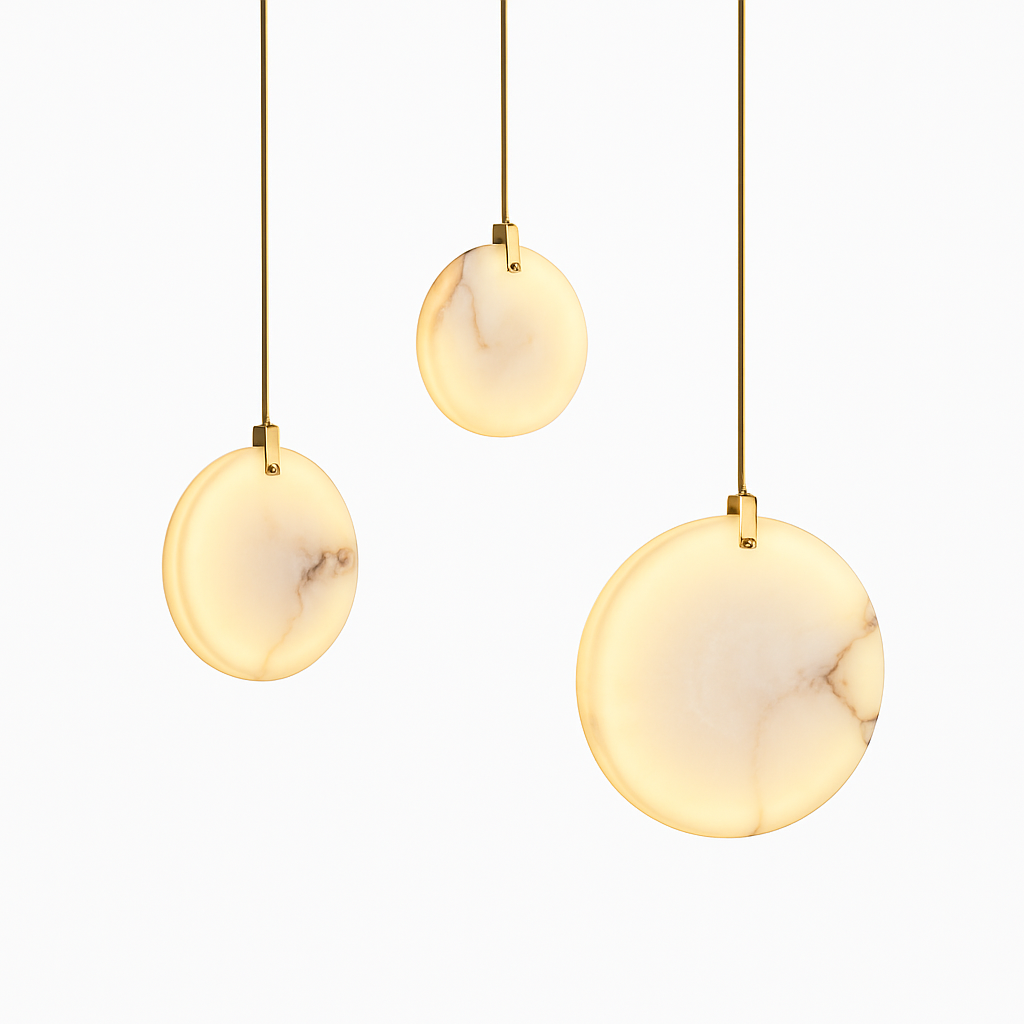 lustre suspendu moderne en marbre pour décoration ronde - vue 4 sur 10