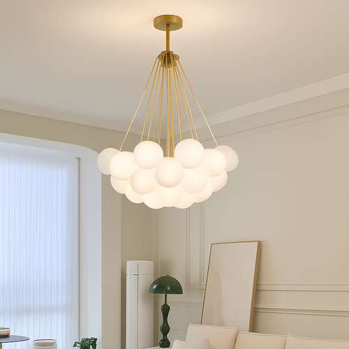 lustre suspendu moderne en verre pour décoration intérieure - vue 5 sur 7