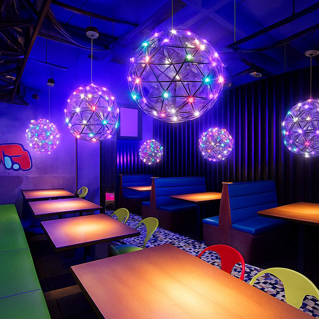 lustre suspension loft en acier inoxydable led spark ball - vue 5 sur 8