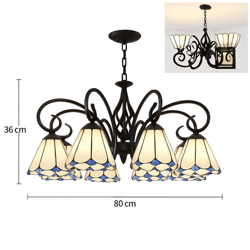 lustre tiffany méditerranéen en verre teinté pour décoration intérieure - vue 18 sur 18