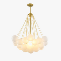 Lustre verre bulles 19/37 or noir suspendu moderne salon déco