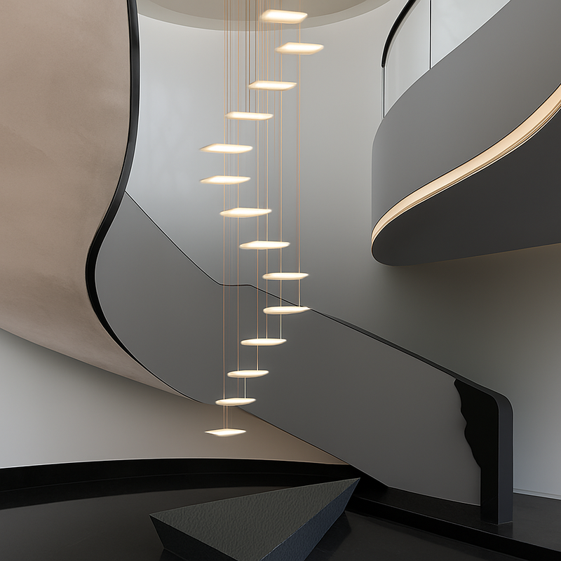 Lustre Villa Moderne Minimaliste Luxe Créatif Tournant Escalier Long