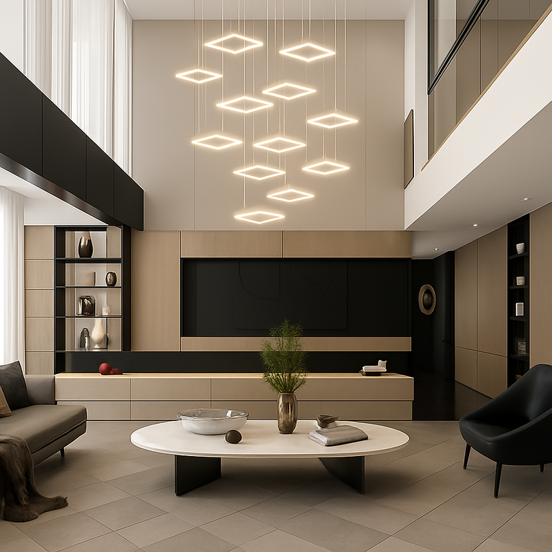 Lustre Villa Moderne Minimaliste Luxe Créatif Tournant Escalier Long