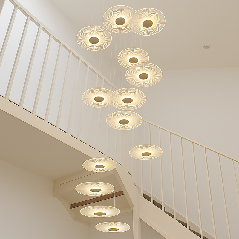 Lustre Villa Moderne Minimaliste Luxe Créatif Tournant Escalier Long