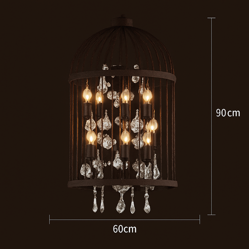 lustre vintage cage à oiseaux en cristal pour bars et restaurants - vue 12 sur 11