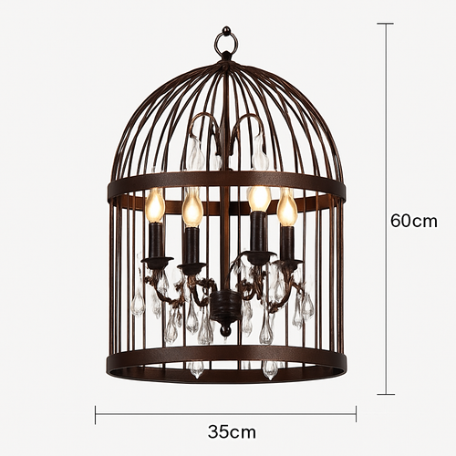 lustre vintage cage à oiseaux en cristal pour bars et restaurants