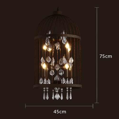 lustre vintage cage à oiseaux en cristal pour bars et restaurants - vue 10 sur 11