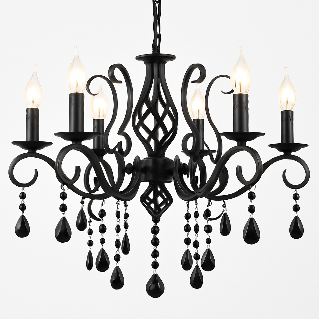 lustre vintage en cristal et fer forgé pour un éclairage élégant