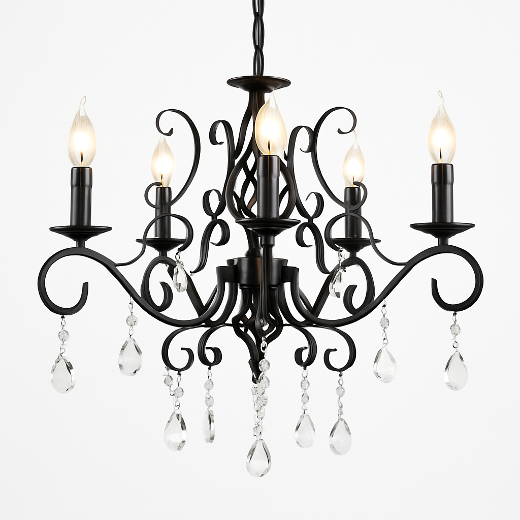 lustre vintage en cristal et fer forgé pour un éclairage élégant - vue 14 sur 15