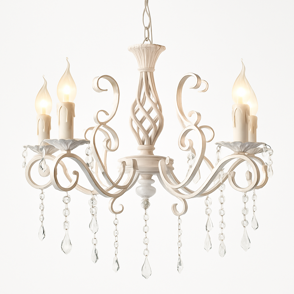lustre vintage en cristal et fer forgé pour un éclairage élégant