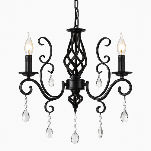 lustre vintage en cristal et fer forgé pour un éclairage élégant - vue 5 sur 15