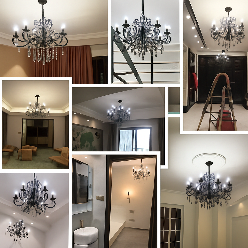 lustre vintage en cristal et fer forgé pour un éclairage élégant - vue 5 sur 15