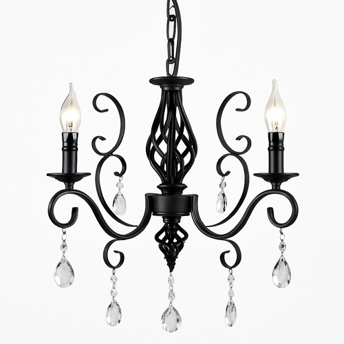 lustre vintage en cristal et fer forgé pour un éclairage élégant
