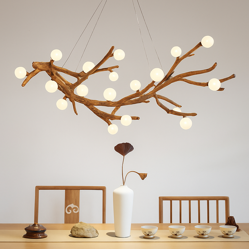 lustre vintage en résine avec branches d'arbre led - vue 2 sur 18