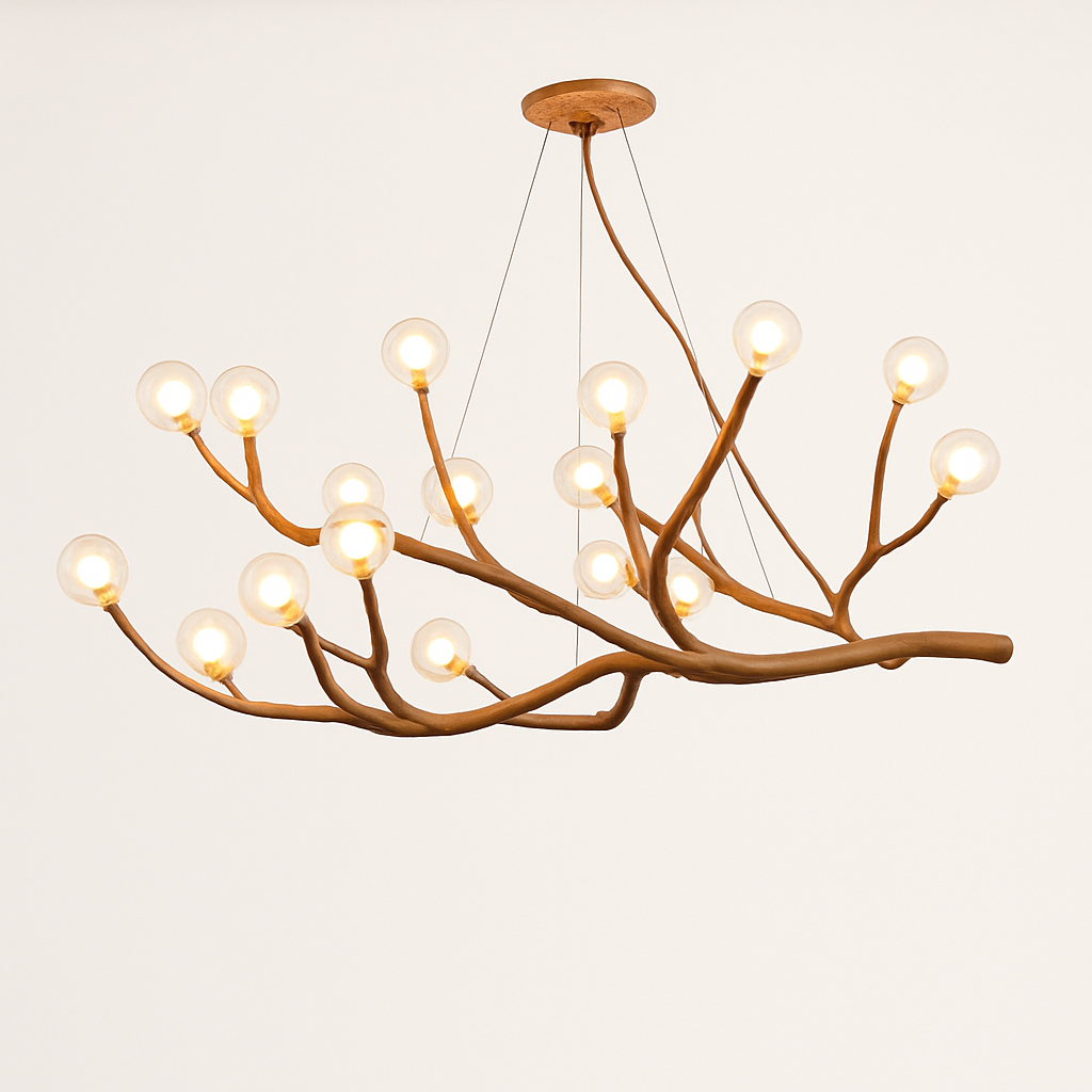 lustre vintage en résine avec branches d'arbre led - vue 5 sur 18