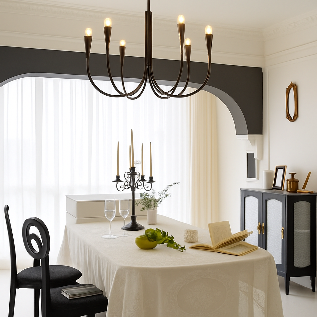 lustre vintage français doré noir design pour éclairage intérieur - vue 5 sur 10