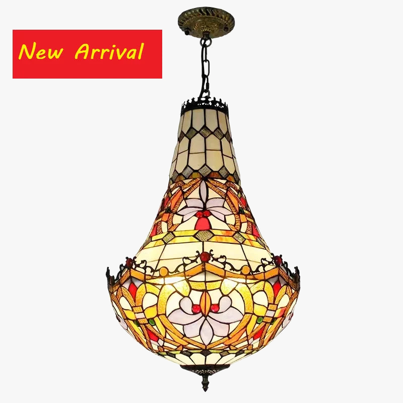 Lustre Ancien En Vitrail Multicolore – éclairage Intérieur Vintage (réf. CH2)